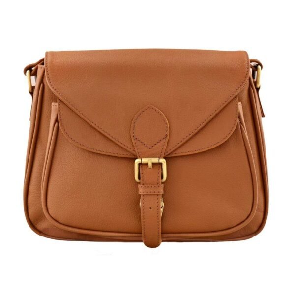 LITCHI LEATHER CROSSBODY BAG TAN