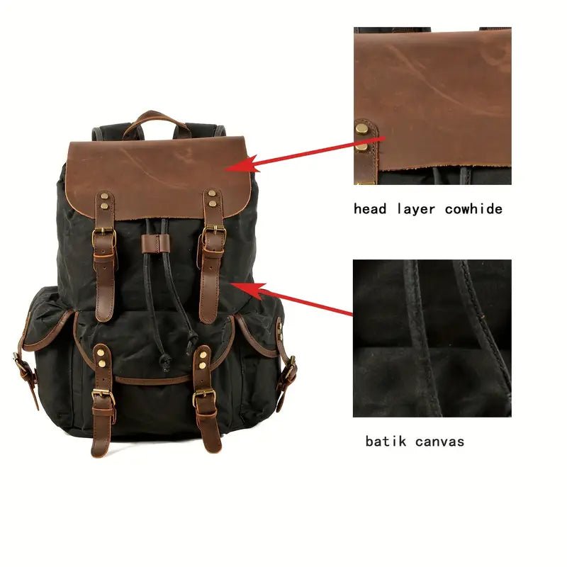 men's adventure leather backpack