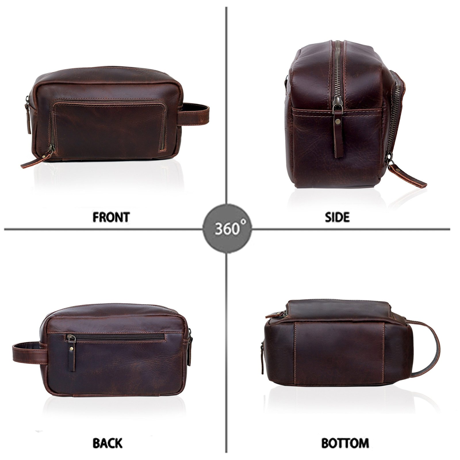 leather toiletry travel bag