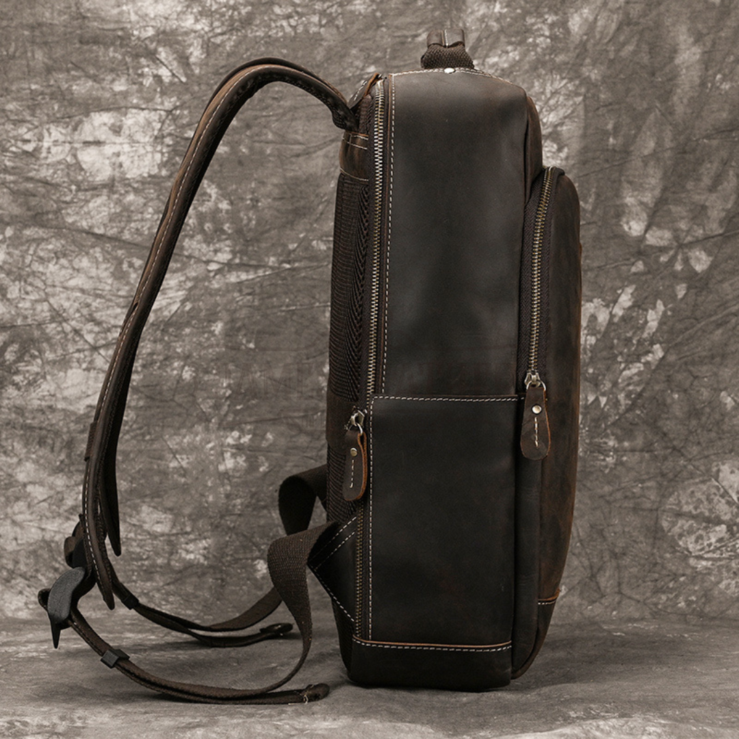 vintage style leather backpack