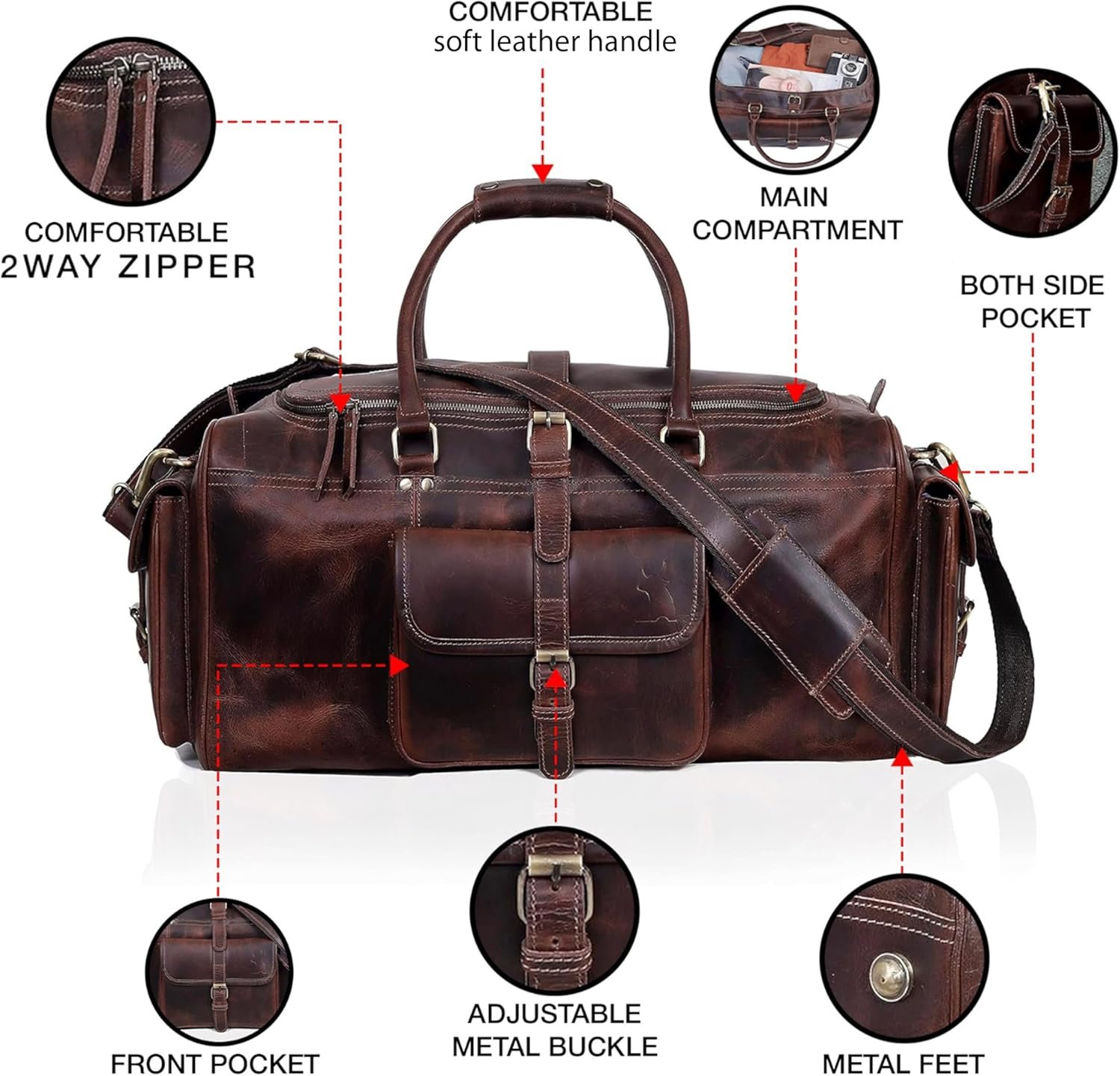 full-grain leather duffle