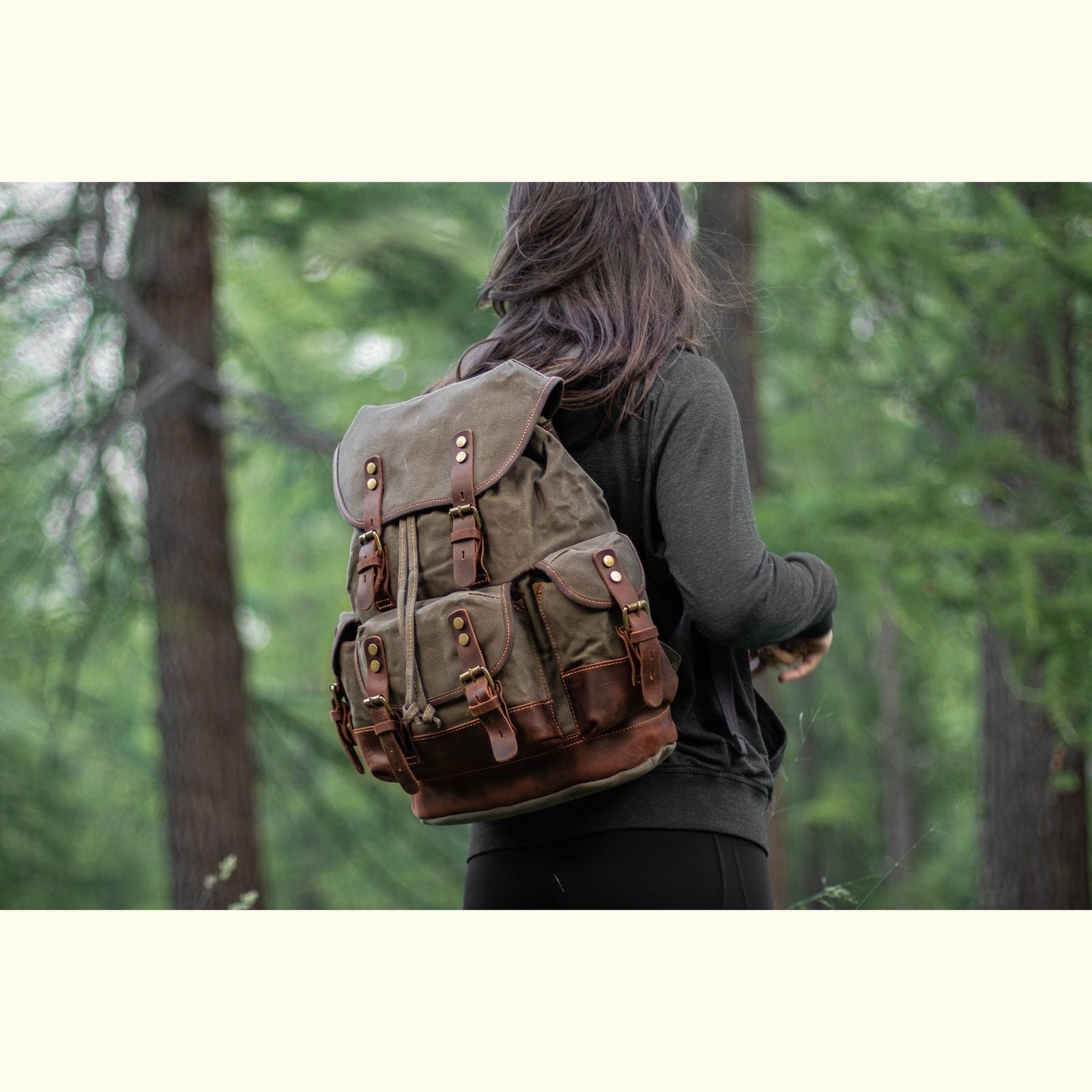 Ergonomic canvas backpack for comfort