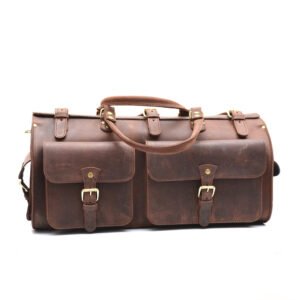 vintage leather duffle bag