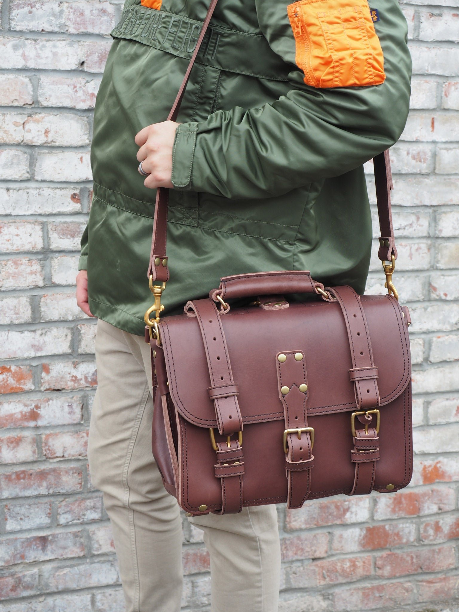 Travel leather briefcase
