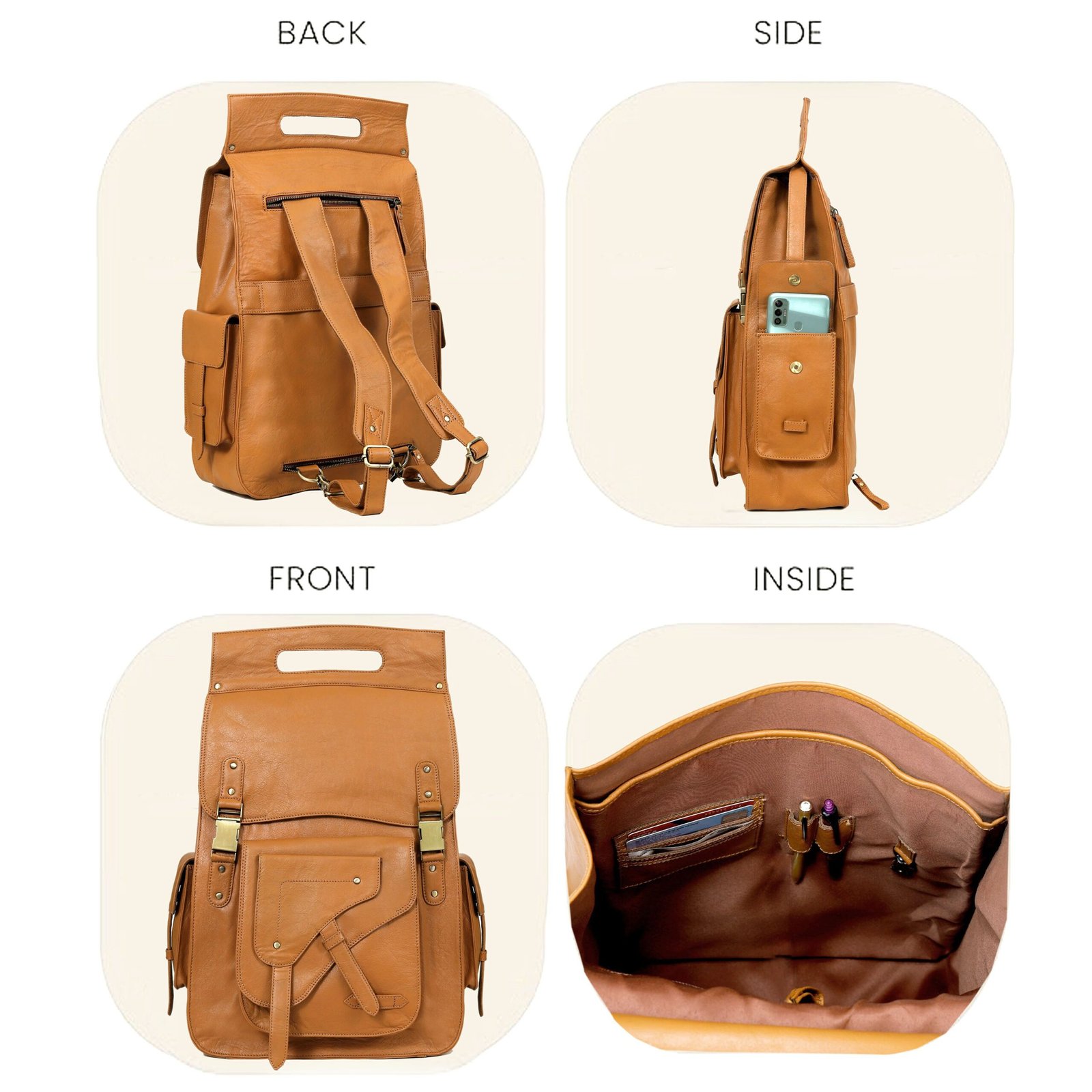 leather backpack with laptop compartment