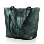 forest green leather tote