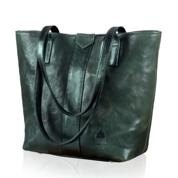 forest green leather tote
