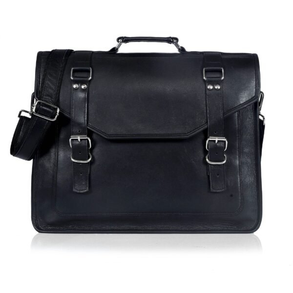 Jake Black Leather Messenger Bag