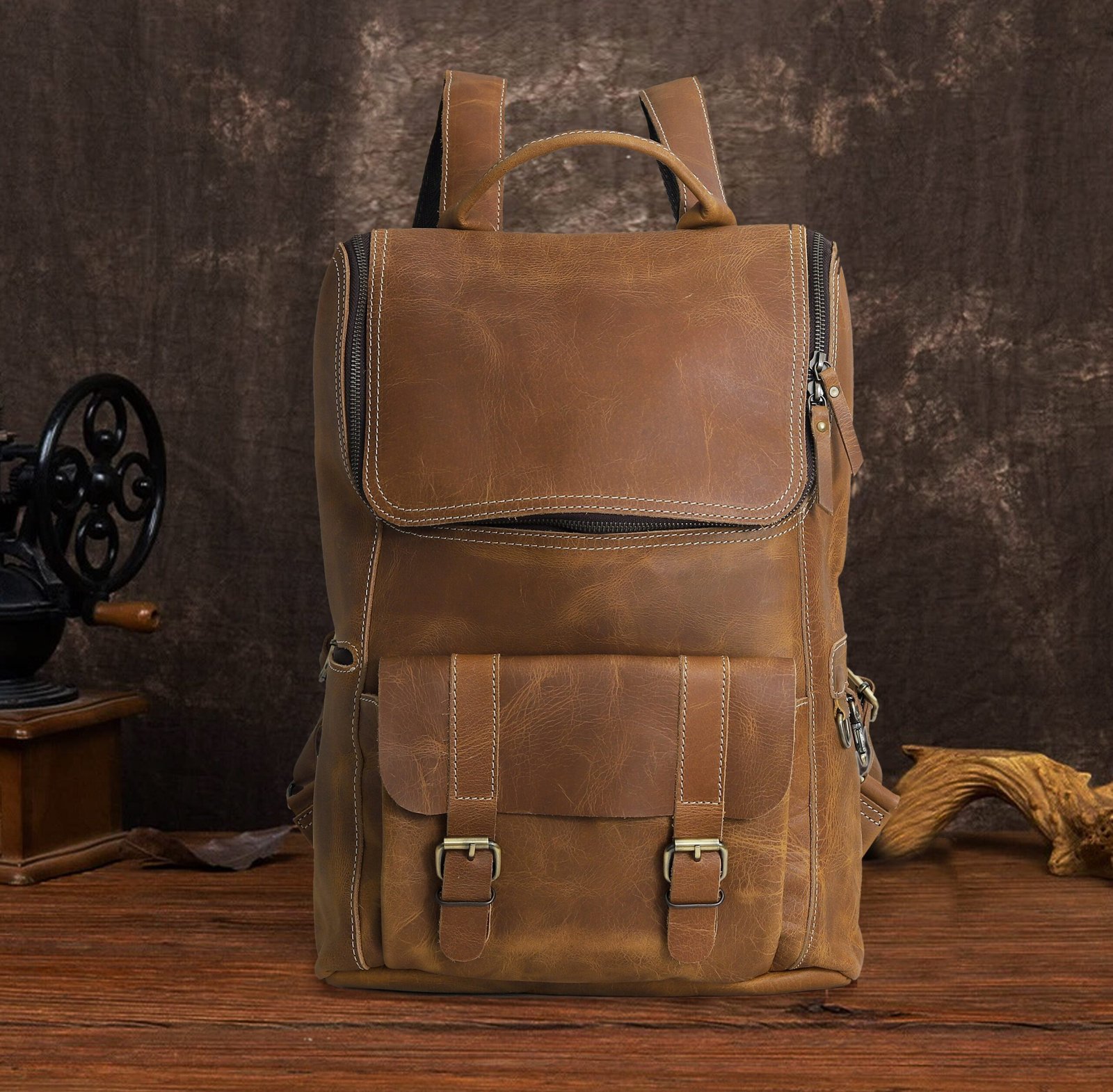 Leather bag with laptop compartment