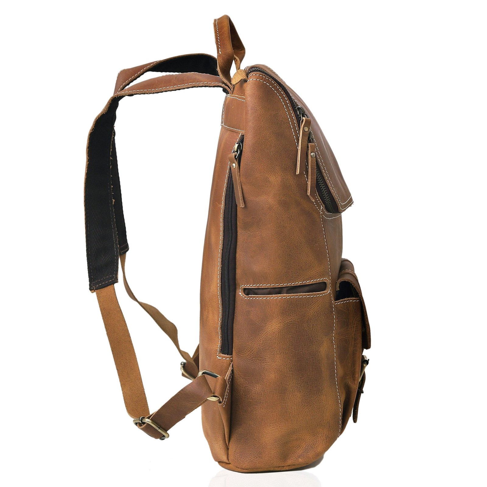 Durable buffalo leather backpack