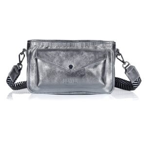 leather camera bag steel silver