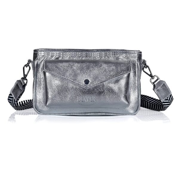 leather camera bag steel silver