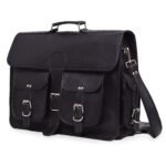 black leather messenger bag