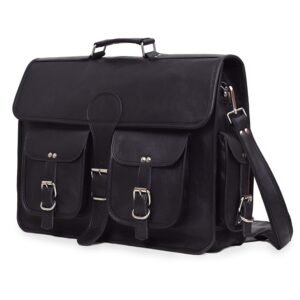 black leather messenger bag