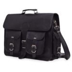 black leather messenger bag