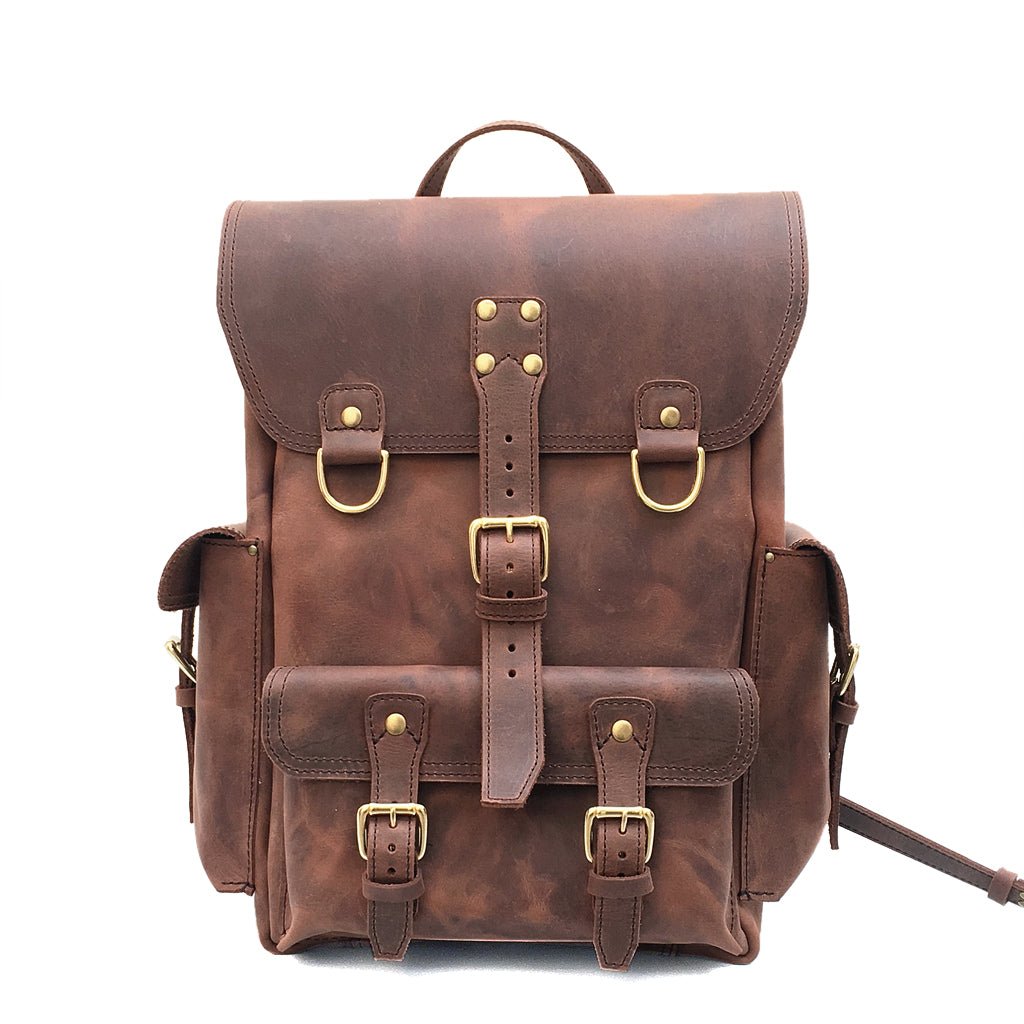 leather backpack rugged style