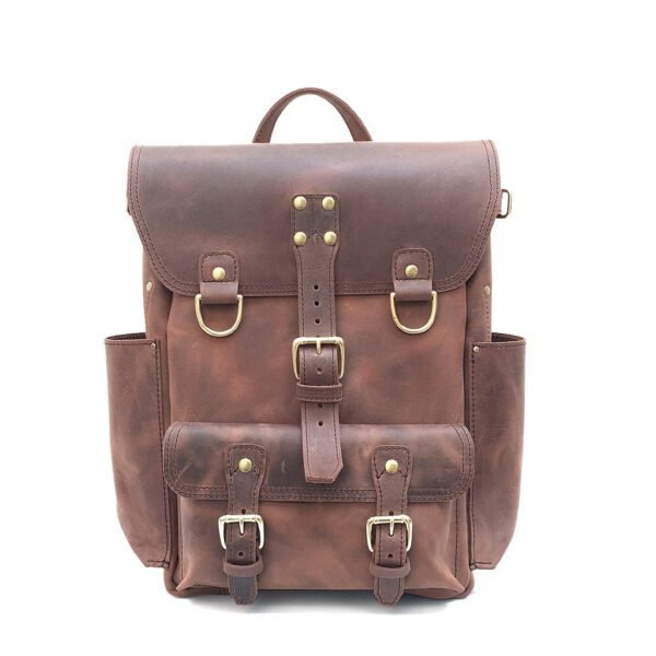 vintage leather backpack