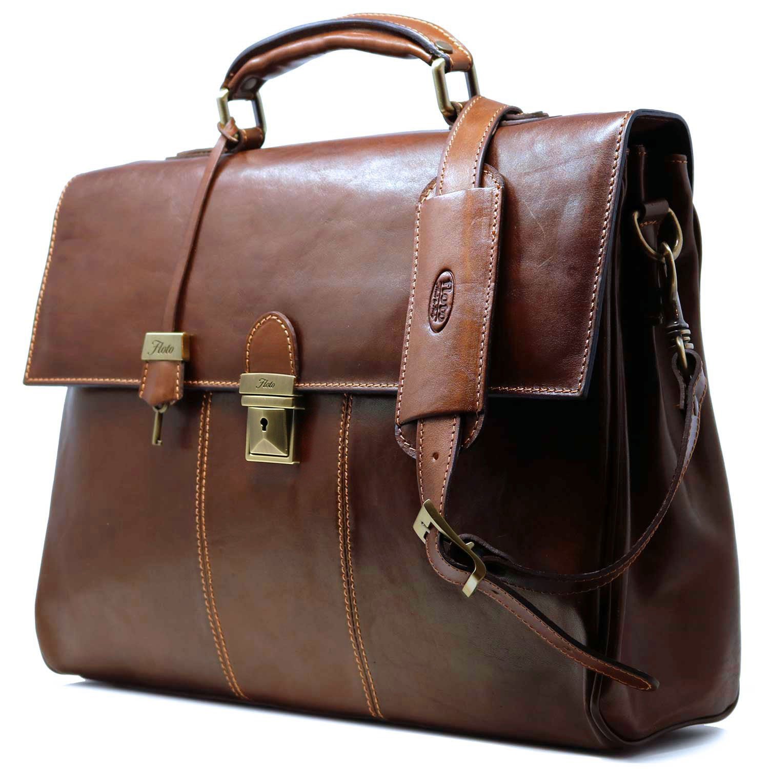 Italian leather laptop brief