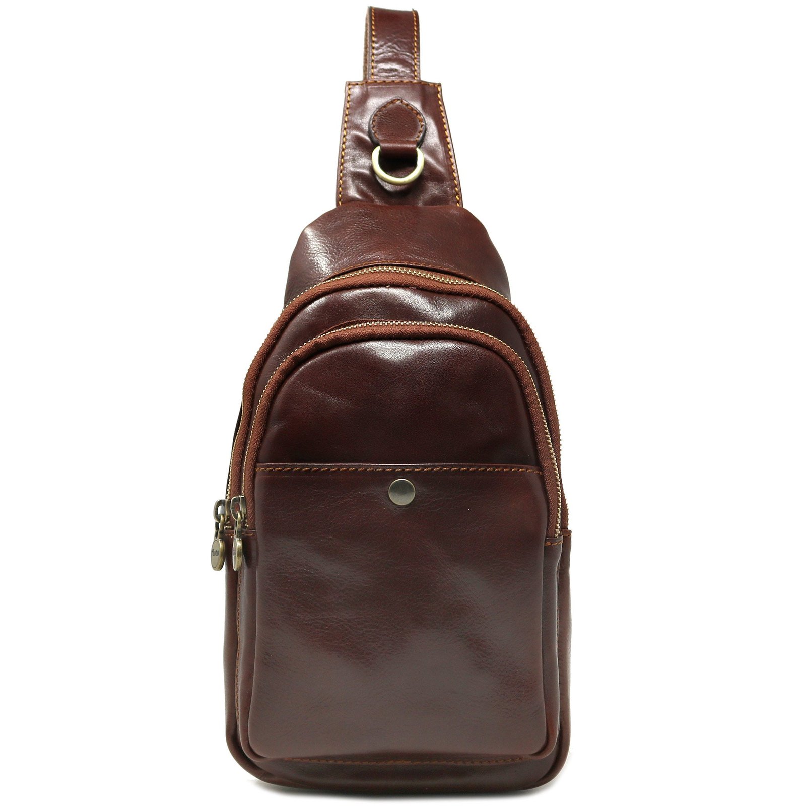 full-grain leather shoulder pack