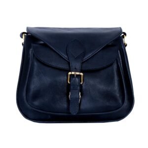 Litchi Leather Crossbody Bag Blue