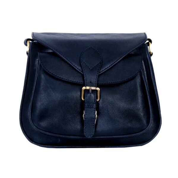 Litchi Leather Crossbody Bag Blue