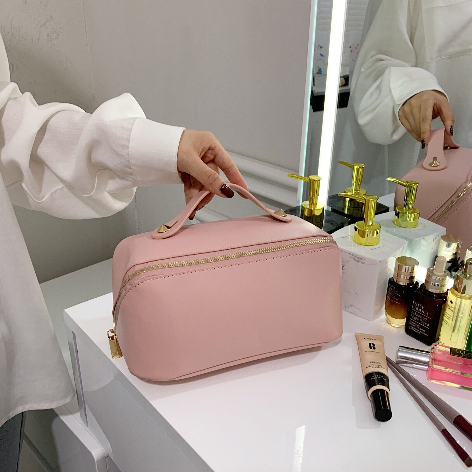 makeup pouch with compartments