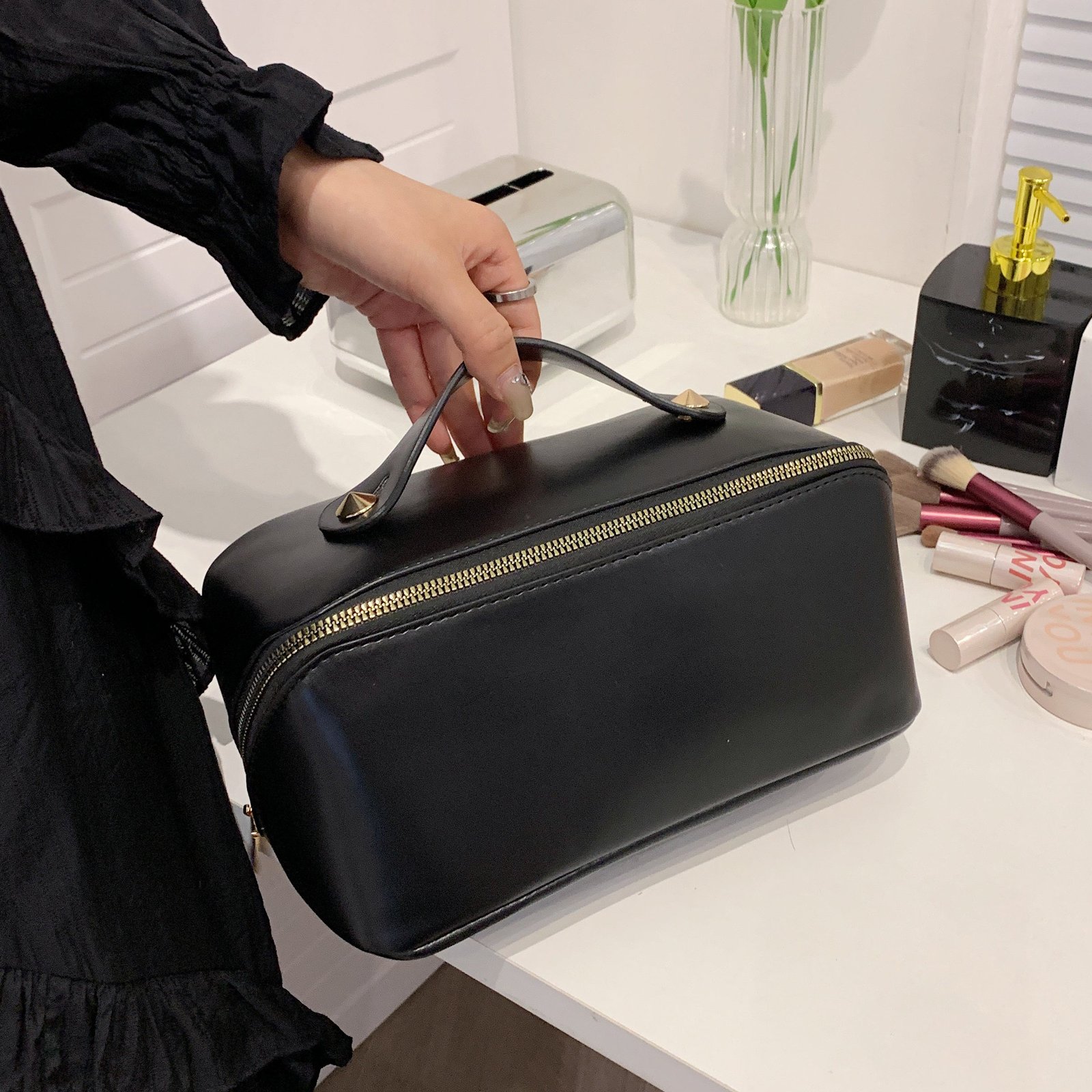 spacious makeup pouch