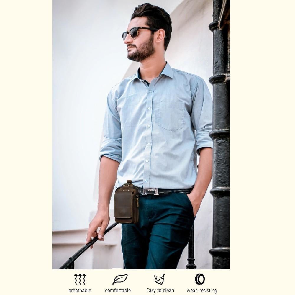 hands-free leather pouch bag