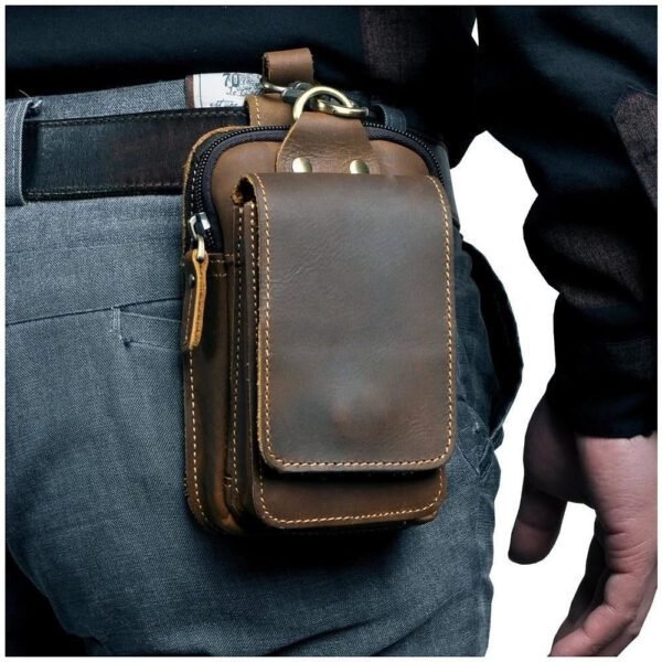 cowhide leather belt pouch waist bag