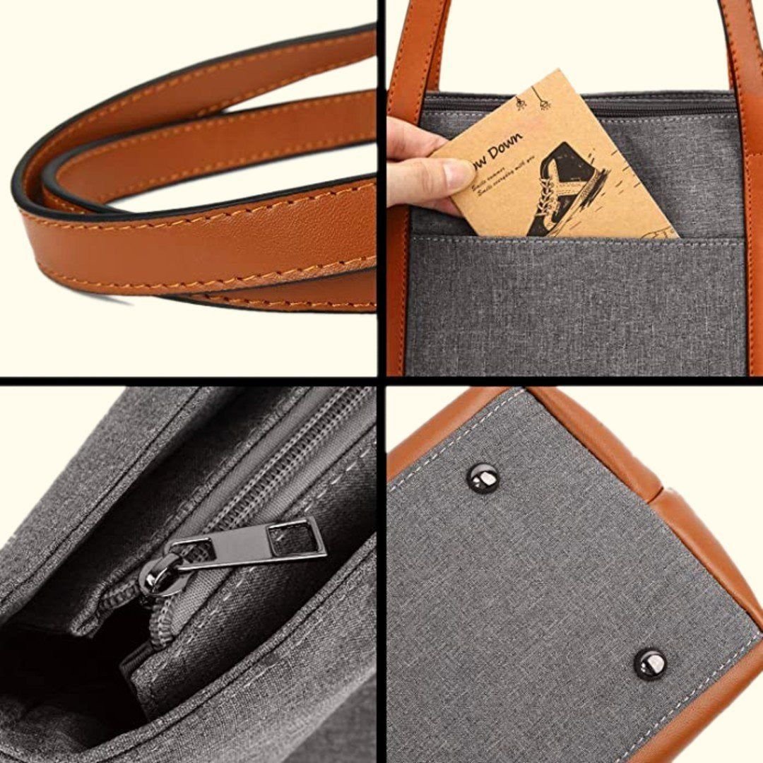 functional leather tote bag