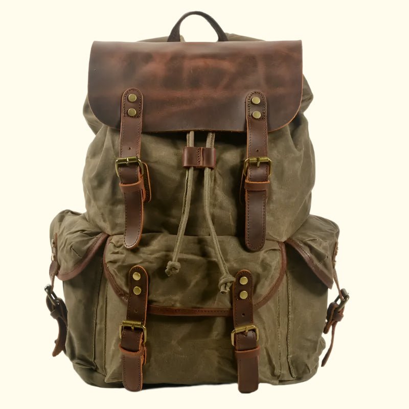 leather canvas travel backpack