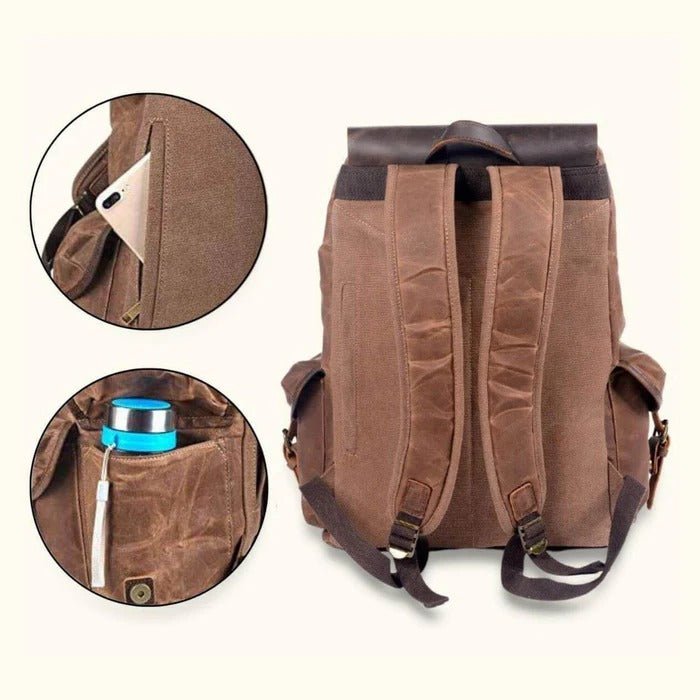 ergonomic leather canvas backpack