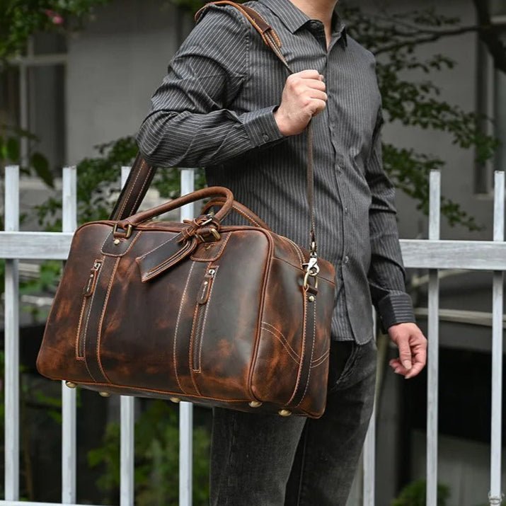 brass hardware travel bag