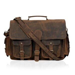 MADDISON BUFFALO LEATHER MESSENGER LAPTOP BAG in vintage brown