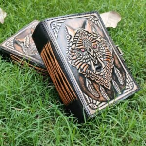 wolf embossed leather journal